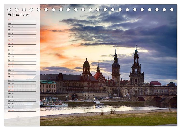 Produktbild: WUNDERVOLLES DRESDEN (Tischkalender 2026 DIN A5 quer), CALVENDO Monatskalender