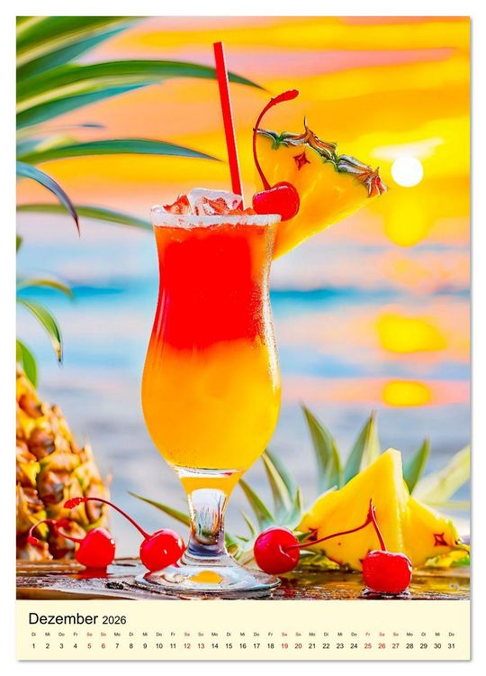 Produktbild: Cocktails im Glas - Sommerliche Mixgetr&auml;nke zum Tr&auml;umen (Wandkalender 2026 DIN A2 hoch), CALVENDO Monatskalender