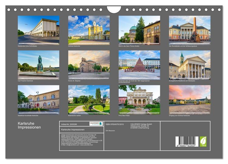 Produktbild: Karlsruhe Impressionen (Wandkalender 2026 DIN A4 quer), CALVENDO Monatskalender