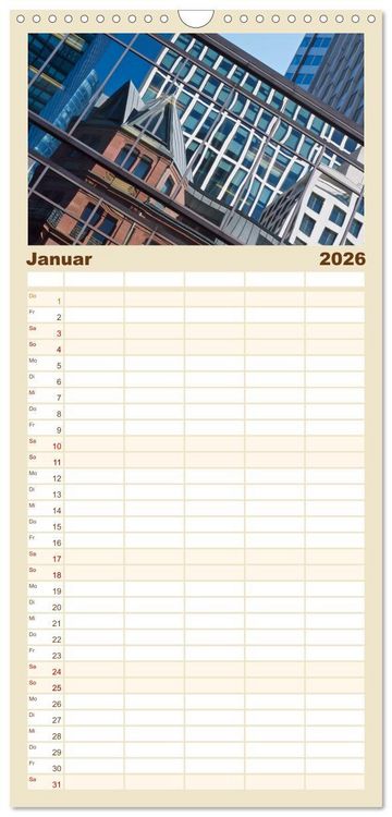 Produktbild: Familienplaner 2026 - Frankfurt am Main - Fassaden mit 5 Spalten (Wandkalender, 21 x 45 cm) CALVENDO