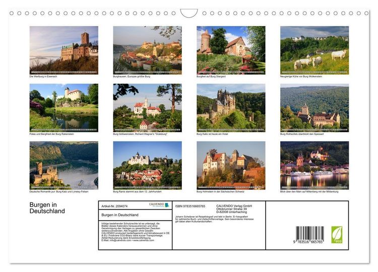 Produktbild: Burgen in Deutschland (Wandkalender 2026 DIN A3 quer), CALVENDO Monatskalender