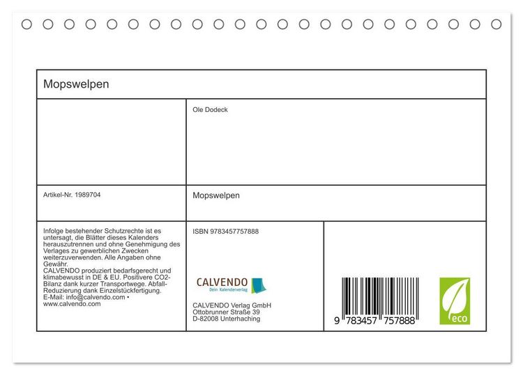 Produktbild: Mopswelpen (Tischkalender 2026 DIN A5 quer), CALVENDO Monatskalender