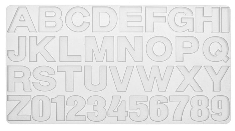 Produktbild: Silikon-Form 36x19cm Buchstaben+Zahlen 36tlg