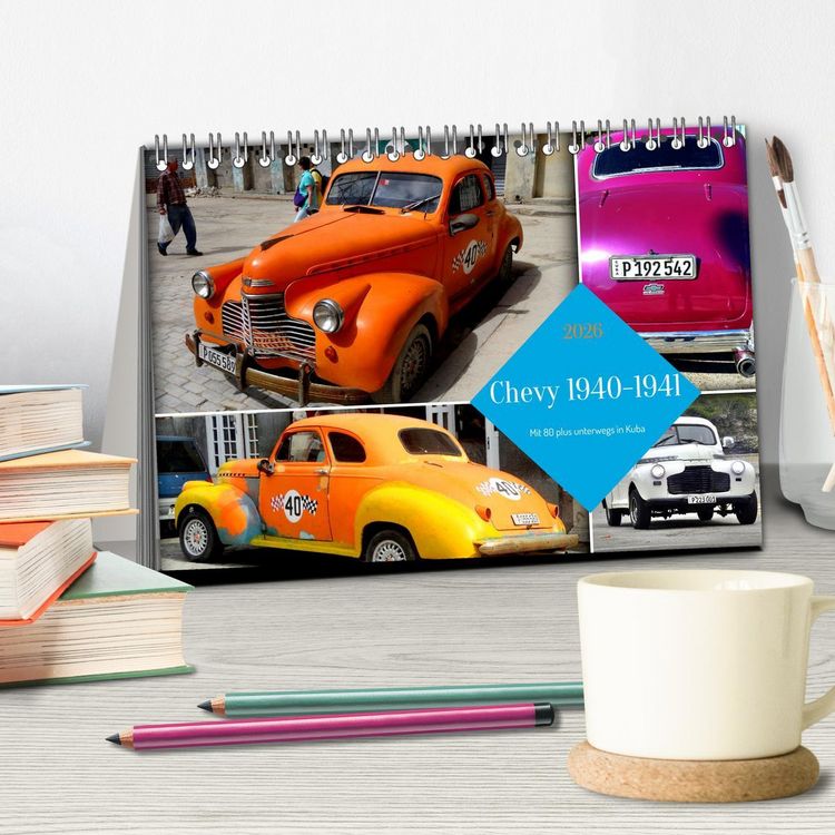 Produktbild: Chevy 1940-1941 - Mit 80 plus unterwegs in Kuba (Tischkalender 2026 DIN A5 quer), CALVENDO Monatskalender