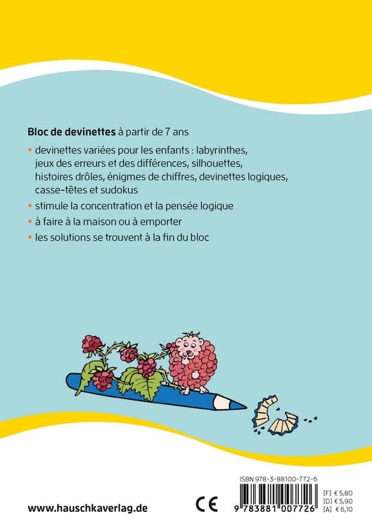 Produktbild: Bloc de casse-t&ecirc;tes et livre activite 7 ans : Des &eacute;nigmes color&eacute;es pour la maternelle - cahier activite 5 ans labyrinthe, sudoku, etc pour stimuler