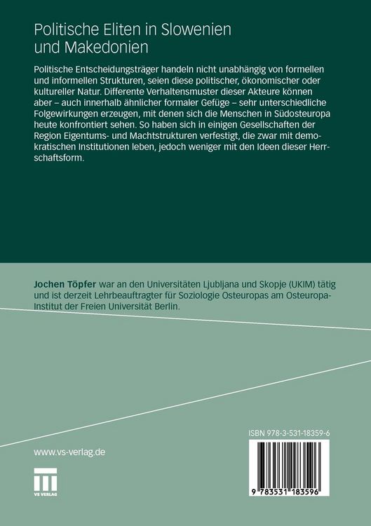 Produktbild: Politische Eliten in Slowenien und Makedonien