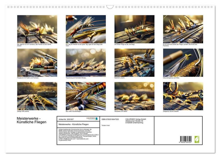 Produktbild: Meisterwerke - K&uuml;nstliche Fliegen (Wandkalender 2026 DIN A2 quer), CALVENDO Monatskalender