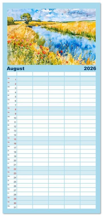 Produktbild: Familienplaner 2026 - Havelland Flair - Immer in Flussn&auml;he mit 5 Spalten (Wandkalender, 21 x 45 cm) CALVENDO