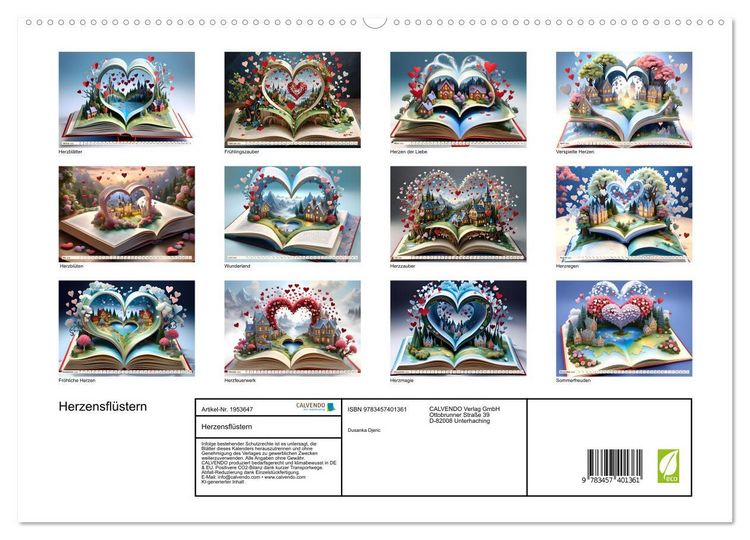 Produktbild: Herzensfl&uuml;stern (hochwertiger Premium Wandkalender 2026 DIN A2 quer), Kunstdruck in Hochglanz