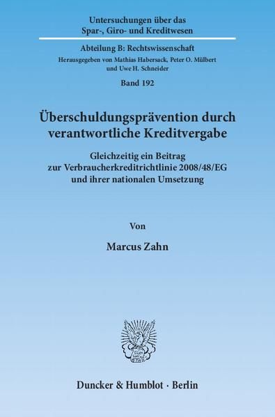 Produktbild: &Uuml;berschuldungspr&auml;vention durch verantwortliche Kreditvergabe.