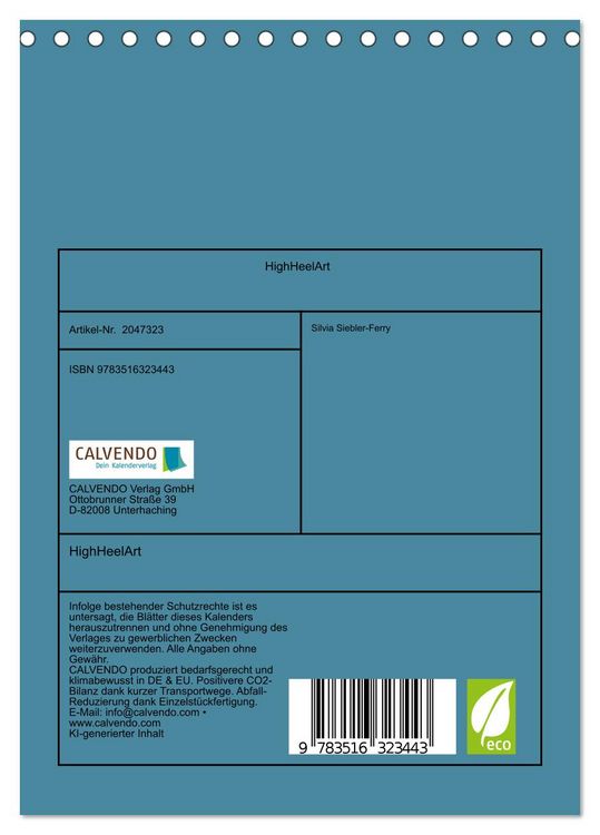 Produktbild: HighHeelArt (Tischkalender 2026 DIN A5 hoch), CALVENDO Monatskalender
