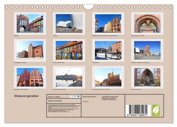 Produktbild: Stralsund genie&szlig;en (Wandkalender 2026 DIN A4 quer), CALVENDO Monatskalender