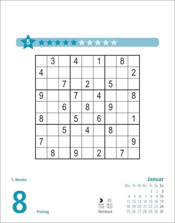 Produktbild: Stefan Heine Sudoku mittel bis schwierig Tagesabrei&szlig;kalender 2027