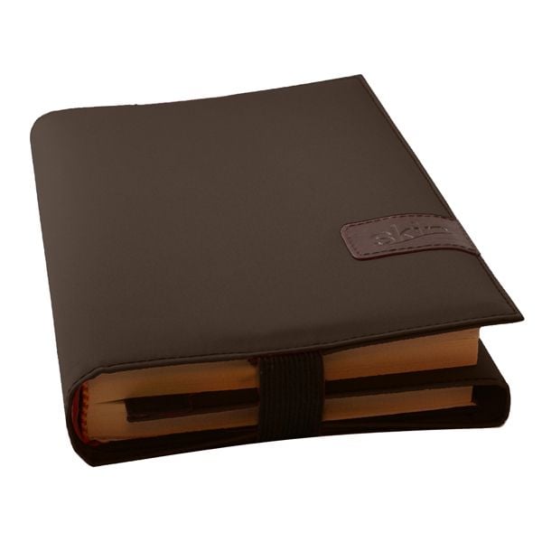 Produktbild: BookSKIN Buch Einband (Gr&ouml;&szlig;enverstellbar) in Kaffee-Braun mit Lesezeichen