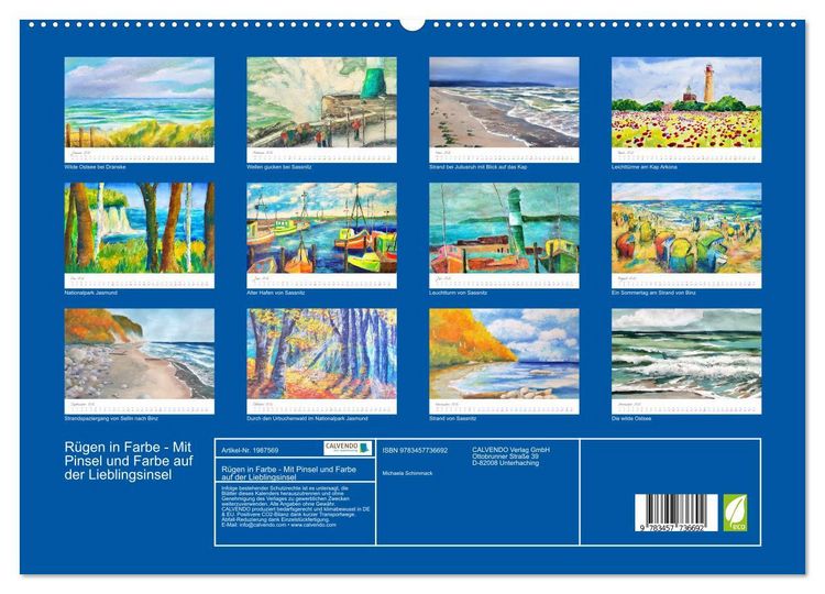 Produktbild: R&uuml;gen in Farbe - Mit Pinsel und Farbe auf der Lieblingsinsel (hochwertiger Premium Wandkalender 2026 DIN A2 quer), Kunstdruck in Hochglanz