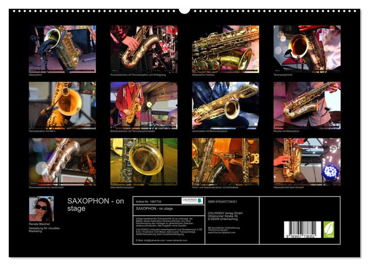 Produktbild: SAXOPHON - on stage (hochwertiger Premium Wandkalender 2026 DIN A2 quer), Kunstdruck in Hochglanz