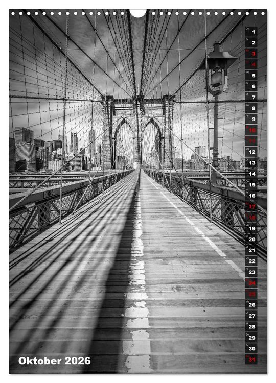 Produktbild: NEW YORK CITY Monochrome Stadtansichten (Wandkalender 2026 DIN A3 hoch), CALVENDO Monatskalender