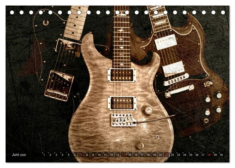 Produktbild: GITARREN Vintage Art (Tischkalender 2026 DIN A5 quer), CALVENDO Monatskalender