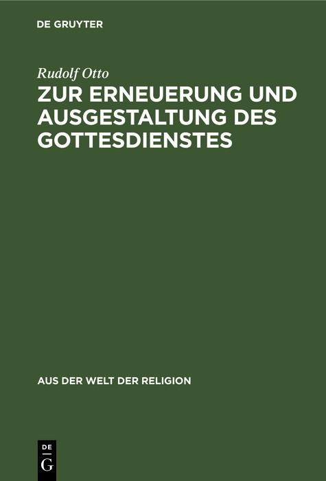 Produktbild: Zur Erneuerung und Ausgestaltung des Gottesdienstes