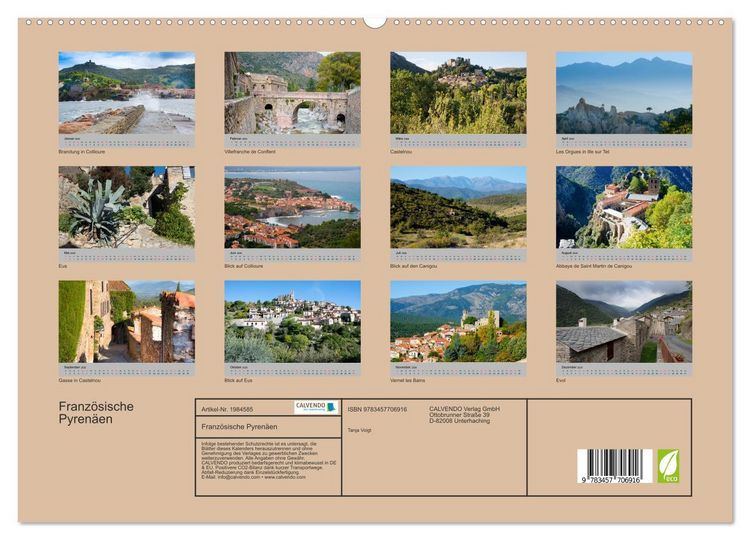 Produktbild: Franz&ouml;sische Pyren&auml;en (hochwertiger Premium Wandkalender 2026 DIN A2 quer), Kunstdruck in Hochglanz