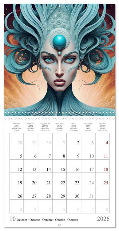 Produktbild: Univers Enchanteresses (Calendrier mural carr&eacute; 2026 30x30 cm) Calendrier double avec une page pour vos prises de notes