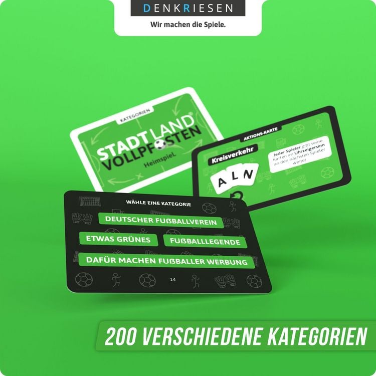 Produktbild: DENKRIESEN - STADT LAND VOLLPFOSTEN&reg; - Das Kartenspiel &ndash; FU&szlig;BALL EDITION - "Heimspiel."