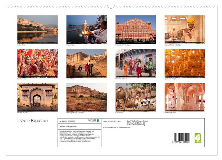 Produktbild: Indien - Rajasthan (hochwertiger Premium Wandkalender 2026 DIN A2 quer), Kunstdruck in Hochglanz