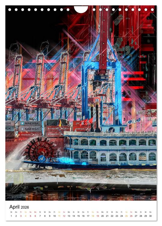 Produktbild: Hamburg bunte Stadt (Wandkalender 2026 DIN A4 hoch), CALVENDO Monatskalender