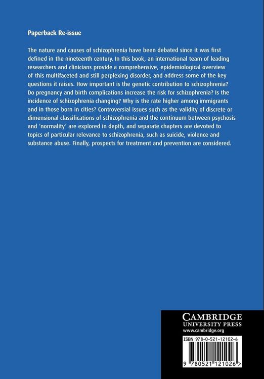 Produktbild: The Epidemiology of Schizophrenia