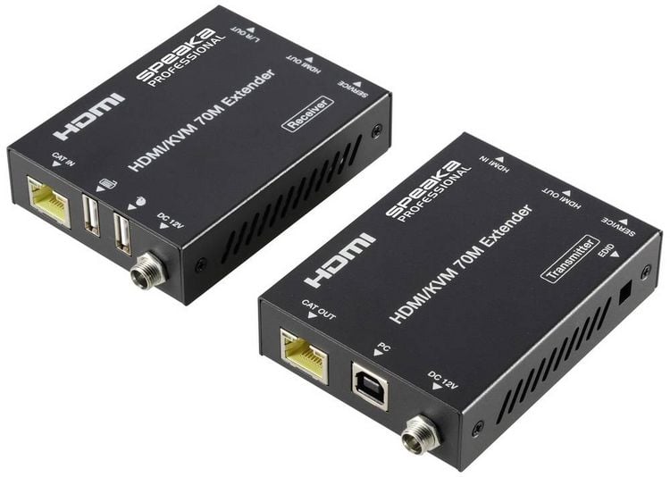 Produktbild: SpeaKa Professional SP-11562928 1 Port HDMI Extender Set &uuml;ber PC steuerbar 4096 x 2160 Pixel Schwarz
