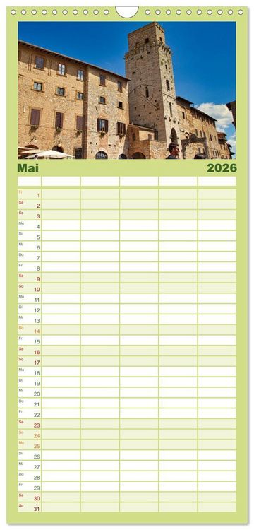Produktbild: Familienplaner 2026 - Impressionen aus San Gimignano mit 5 Spalten (Wandkalender, 21 x 45 cm) CALVENDO