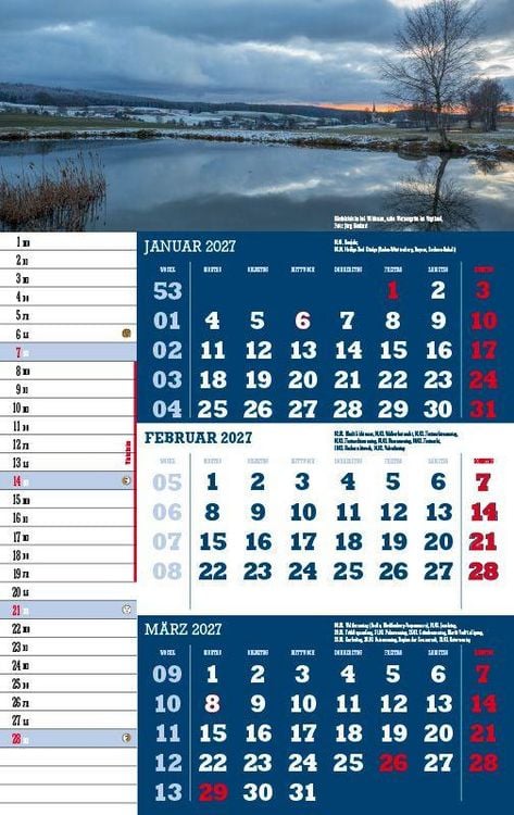 Produktbild: Drei-Monatskalender Sachsen 2027