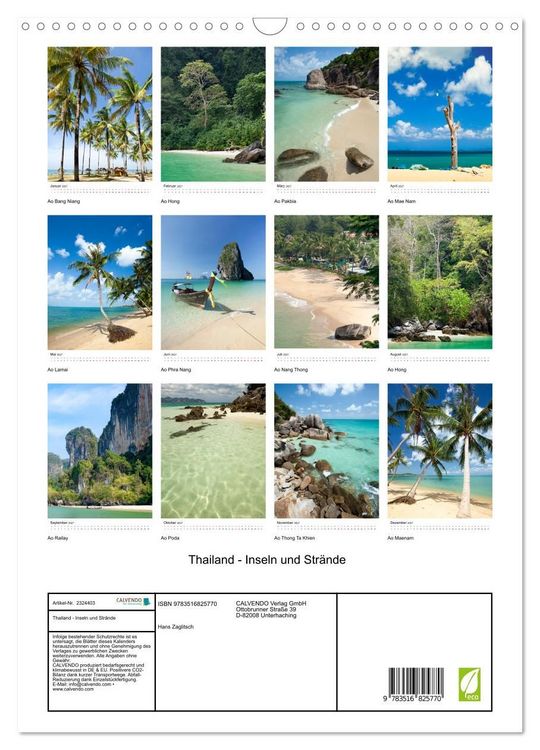Produktbild: Thailand - Inseln und Str&auml;nde (Wandkalender 2027 DIN A3 hoch), CALVENDO Monatskalender