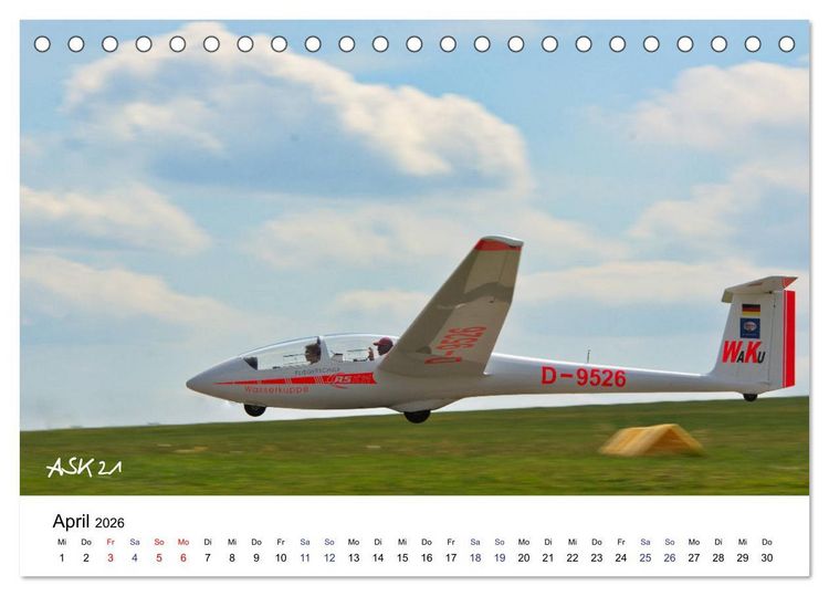 Produktbild: Fliegerschule Wasserkuppe (Tischkalender 2026 DIN A5 quer), CALVENDO Monatskalender