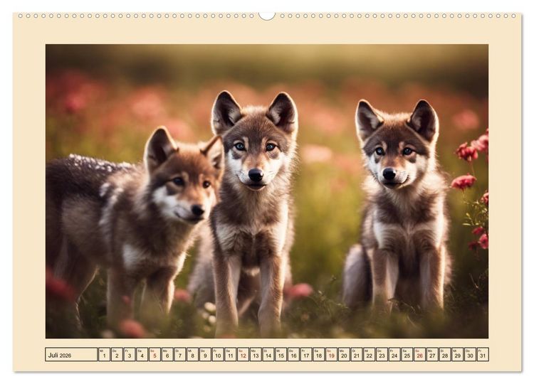 Produktbild: Ein Jahr unter W&ouml;lfen (hochwertiger Premium Wandkalender 2026 DIN A2 quer), Kunstdruck in Hochglanz