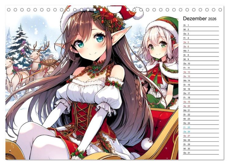 Produktbild: Bezaubernde Manga Elfen (Wandkalender 2026 DIN A4 quer), CALVENDO Monatskalender
