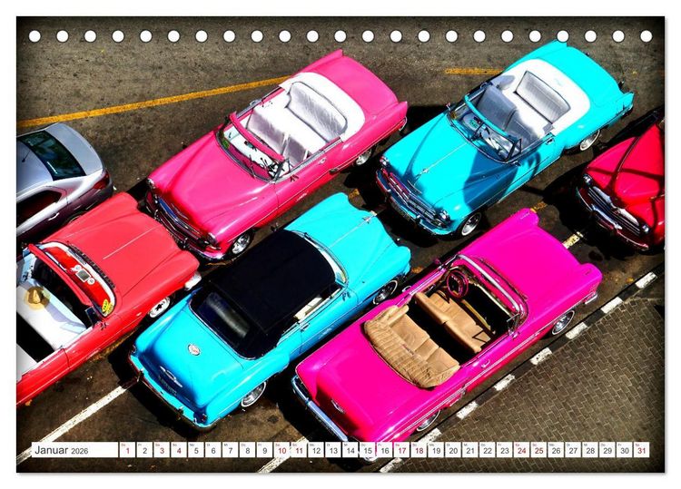 Produktbild: Vogel-Perspektive - Oldtimer in Havanna (Tischkalender 2026 DIN A5 quer), CALVENDO Monatskalender