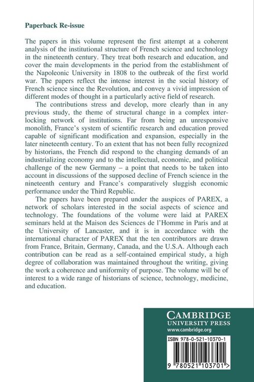 Produktbild: The Organization of Science and Technology in France 1808 1914