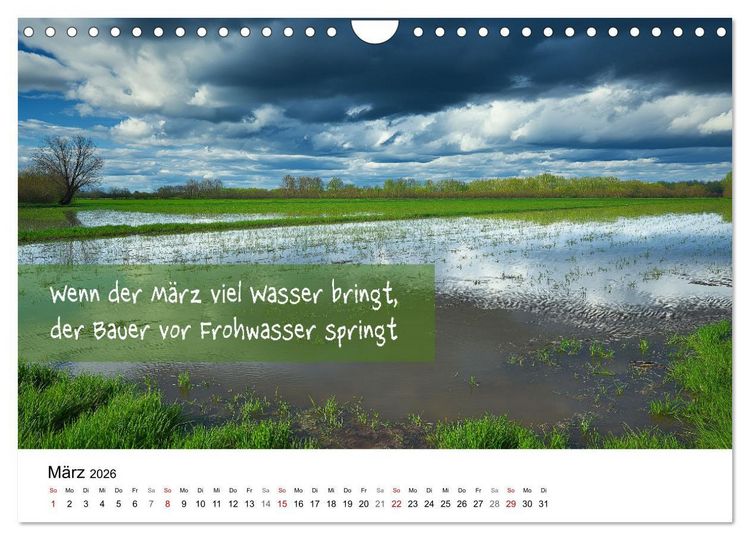 Produktbild: Bauernregeln Kalender - Rhythmus der Jahreszeiten (Wandkalender 2026 DIN A4 quer), CALVENDO Monatskalender