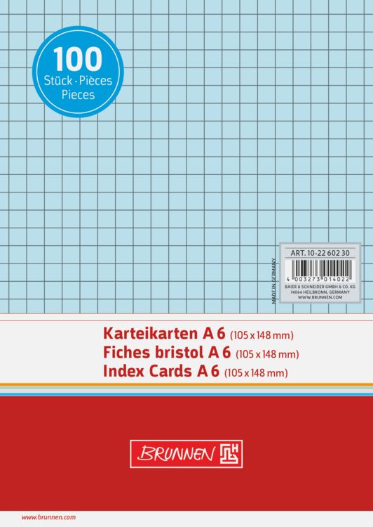 Produktbild: Brunnen Karteikarte A6 kar bl 100St