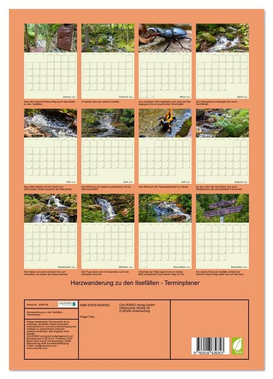 Produktbild: Harzwanderung zu den Ilsef&auml;llen - Terminplaner (hochwertiger Premium Wandkalender 2026 DIN A2 hoch), Kunstdruck in Hochglanz