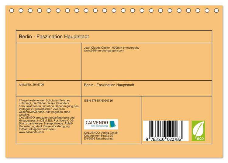 Produktbild: Berlin - Faszination Hauptstadt (Tischkalender 2026 DIN A5 quer), CALVENDO Monatskalender