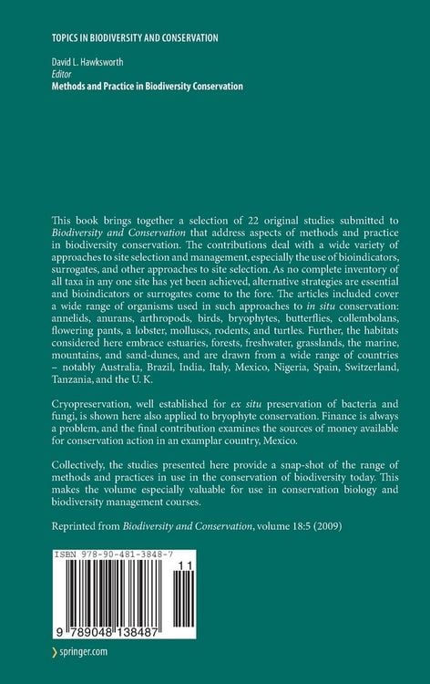 Produktbild: Methods and Practice in Biodiversity Conservation