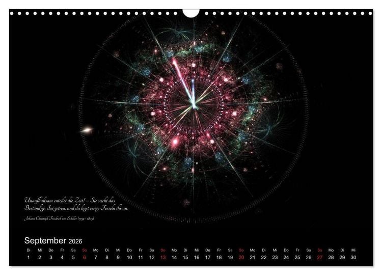 Produktbild: Zeit 2026 - Grafiken und Zitate (Wandkalender 2026 DIN A3 quer), CALVENDO Monatskalender
