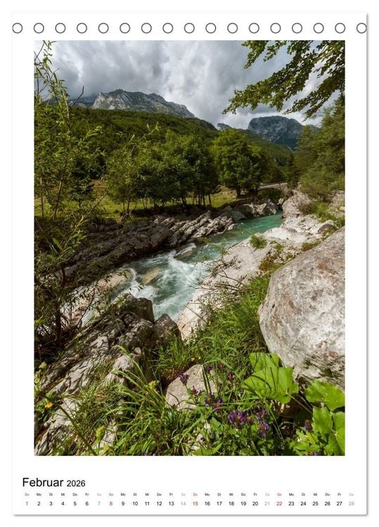 Produktbild: Soca - Sloweniens Smaragdfluss (Tischkalender 2026 DIN A5 hoch), CALVENDO Monatskalender