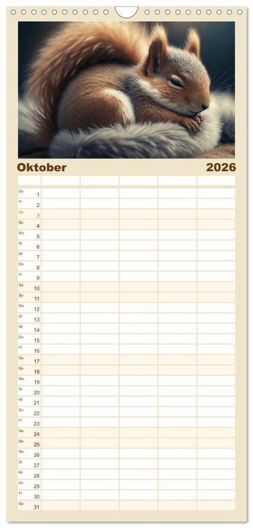 Produktbild: Familienplaner 2026 - Traumhafte Ruhe - Ein Jahr mit s&uuml;&szlig;en Schlafm&uuml;tzen mit 5 Spalten (Wandkalender, 21 x 45 cm) CALVENDO