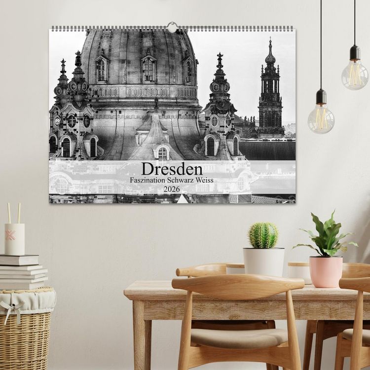 Produktbild: Dresden Faszination Schwarz Weiss (Wandkalender 2026 DIN A2 quer), CALVENDO Monatskalender
