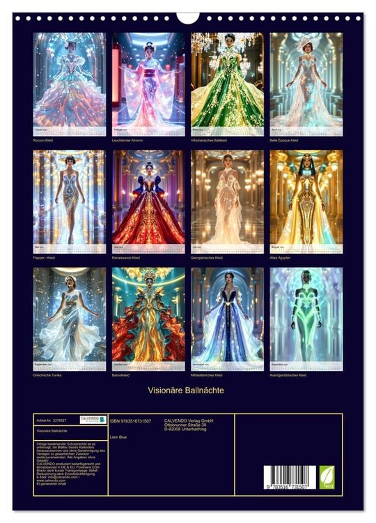 Produktbild: Vision&auml;re Balln&auml;chte (Wandkalender 2026 DIN A3 hoch), CALVENDO Monatskalender
