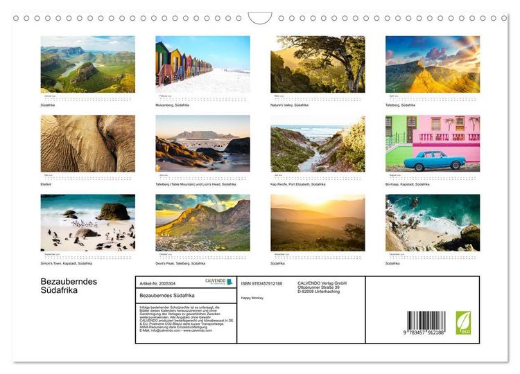Produktbild: Bezauberndes S&uuml;dafrika (Wandkalender 2026 DIN A3 quer), CALVENDO Monatskalender