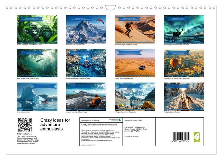 Produktbild: Crazy ideas for adventure enthusiasts (Wall Calendar 2026 DIN A3 landscape), CALVENDO 12 Month Wall Calendar
